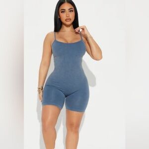 Katie Mineral Wash Seamless Romper -fashion nova